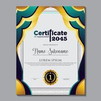 conceito de layout de certificado de design moderno. modelo de certificado de prêmio de vetor de fundo de diploma de design moderno elegante simples, elegante e luxuoso