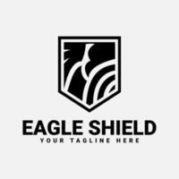 design de logotipo de modelo de escudo de águia com cor preta vetor