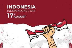 hari kemerdekaan indonesia traduz para o dia da independência da indonésia, com estilo de ilustração desenhado à mão, adequado para pôster, banner, cartão de felicitações, etc. vetor