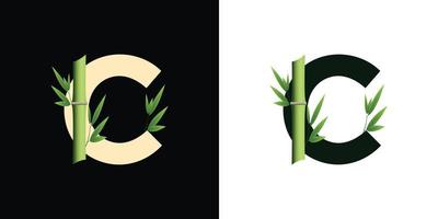 c design de ícone de logotipo de bambu com letras baseadas em iniciais criativas de modelo vetor