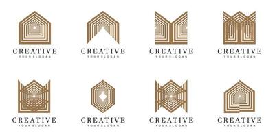 conjunto de ideias de design de logotipo da empresa com conceito criativo vetor