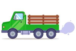 velho caminhão verde dos anos 50 na américa. carro retrô para transporte de mercadorias. ilustração vetorial plana. vetor