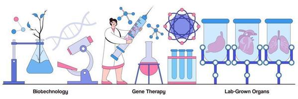 biotecnologia, terapia genética, pacote ilustrado de órgãos cultivados em laboratório vetor