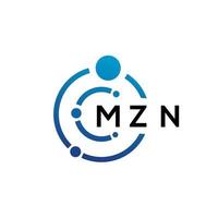 design de logotipo de tecnologia de letra mzn em fundo branco. letras iniciais criativas mzn conceito de logotipo. design de letra mzn. vetor