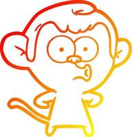desenho de linha de gradiente quente desenho animado macaco buzinando vetor