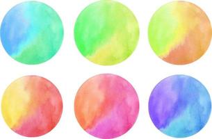 círculos de pintura em aquarela isolados vetoriais coloridos vetor