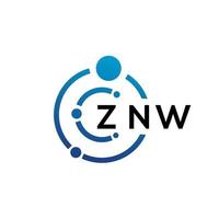 design de logotipo de tecnologia de letra znw em fundo branco. znw letras iniciais criativas conceito de logotipo. design de letra znw. vetor