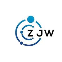design de logotipo de tecnologia de letra zjw em fundo branco. zjw letras iniciais criativas conceito de logotipo. design de letra zjw. vetor
