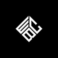 design de logotipo de carta wbc em fundo preto. conceito de logotipo de carta de iniciais criativas wbc. design de letra wbc. vetor