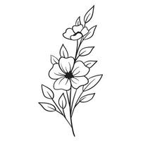 ramo de flor doodle, broto fofo e incomum, pode ser usado para decorar cartões postais, cartões de visita ou como elemento de design vetor