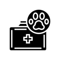 ilustração vetorial de ícone de glifo de caixa de kit de primeiros socorros para animais de estimação vetor