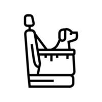 bolsa para transporte de cães na ilustração vetorial de ícone de linha de carro vetor