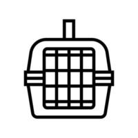 gaiola para ilustração vetorial de ícone de linha de animal de estimação de transporte vetor