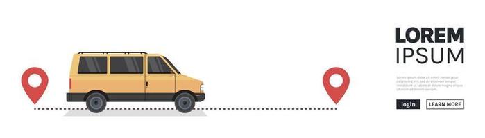 serviço de entrega e serviço de transporte pedido on-line conceito de carga horizontal banner ilustração vetorial plana. vetor