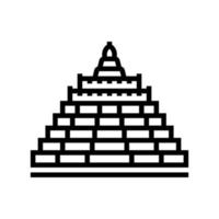 ilustração vetorial de ícone de linha de construção asiática borobudur vetor