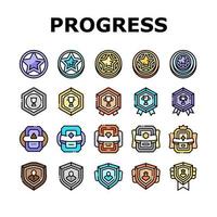vetor de conjunto de ícones de medalha e prêmio de progresso do jogo