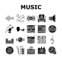 conjunto de ícones de equipamentos de estúdio de gravação de música vetor