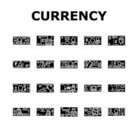 conjunto de ícones de finanças internacionais de moeda vetor