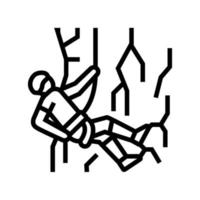 ilustração vetorial de ícone de linha de esporte radical de rapel vetor