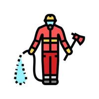 ilustração vetorial de ícone de cor de trabalhador de emergência de bombeiro vetor