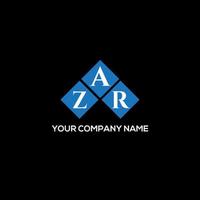 zar carta design de logotipo em fundo preto. zar conceito de logotipo de letra de iniciais criativas. design de letra zar. vetor