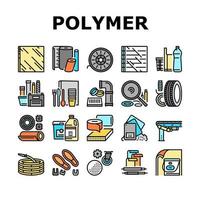 conjunto de ícones de bens da indústria de material de polímero vetor