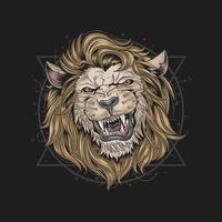 design de cabeça de leão de cara feia vetor