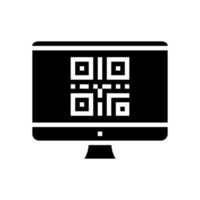 código qr na ilustração isolada do vetor do ícone do glifo da tela do computador