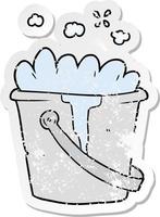 vinheta angustiada de um balde de desenho animado de água com sabão vetor