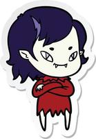 adesivo de uma garota vampira amigável dos desenhos animados vetor