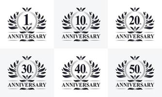 6 logotipo de distintivo de aniversário vintage retrô. coleção do logotipo de 6 anos para celebração vetor