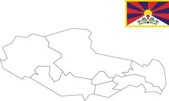 mapa e bandeira do tibete vetor