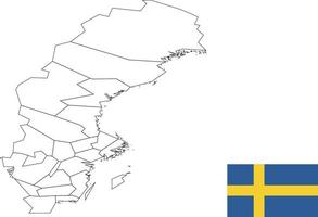 mapa e bandeira da Suécia vetor