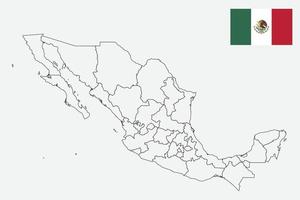 mapa e bandeira do méxico vetor