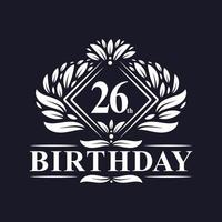 logotipo de aniversário de 26 anos, celebração de aniversário de 26 anos de luxo. vetor