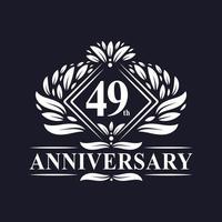 logotipo de aniversário de 49 anos, logotipo floral de 49º aniversário de luxo. vetor