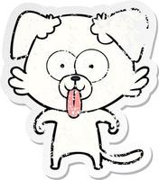vinheta angustiada de um cachorro de desenho animado com a língua de fora vetor