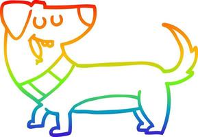 cão de desenho de desenho de linha de gradiente de arco-íris vetor