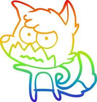 desenho de linha de gradiente de arco-íris desenho animado raposa irritada vetor