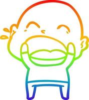 desenho de linha de gradiente de arco-íris gritando homem careca vetor