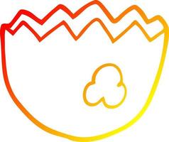 desenho de linha de gradiente quente desenho animado casca de ovo rachada vetor