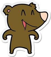 adesivo de um desenho animado de urso rindo vetor