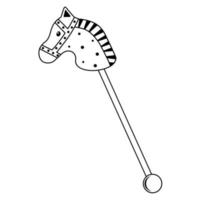cavalo de madeira em uma vara, brinquedo infantil, ilustração vetorial isolada vetor