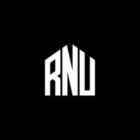 design de logotipo de carta rnu em fundo preto. conceito de logotipo de letra de iniciais criativas rnu. design de letra rnu. vetor