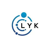 design de logotipo de tecnologia de letra lyk em fundo branco. Letra de iniciais criativas lyk conceito de logotipo. design de letra lyk. vetor