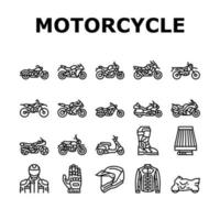 vetor de conjunto de ícones de tipos de transporte de bicicleta de motocicleta