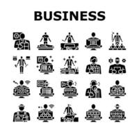 conjunto de ícones de trabalho de empresário de pequenas empresas vetor