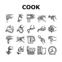 instruções de cozinheiro para preparar o vetor de conjunto de ícones de refeição