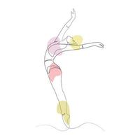 dançarina de balé abstrata no estúdio mulher dança pose elegante desenho de arte de uma linha vetor