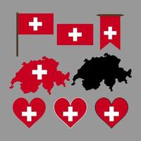 Suíça. mapa e bandeira da suíça. ilustração vetorial. vetor